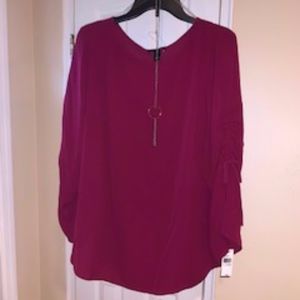 Womens Split  Sleeve Blouse w/Necklace